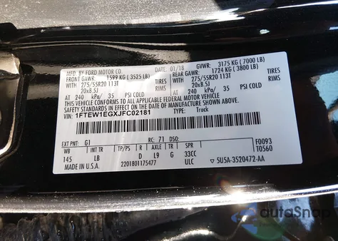 2018 Ford F-150 Lariat из США, поврежденный, VIN 1FTEW1EGXJFC02181